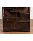 Vintage Zebra Wood Japanese Cabinet with Sliding Doors and Curving Open Shelves-7. Asian & Chinese Furniture, Art, Antiques, Vintage Home Décor for sale at FEA Home