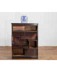 Vintage Zebra Wood Japanese Cabinet with Sliding Doors and Curving Open Shelves-3. Asian & Chinese Furniture, Art, Antiques, Vintage Home Décor for sale at FEA Home