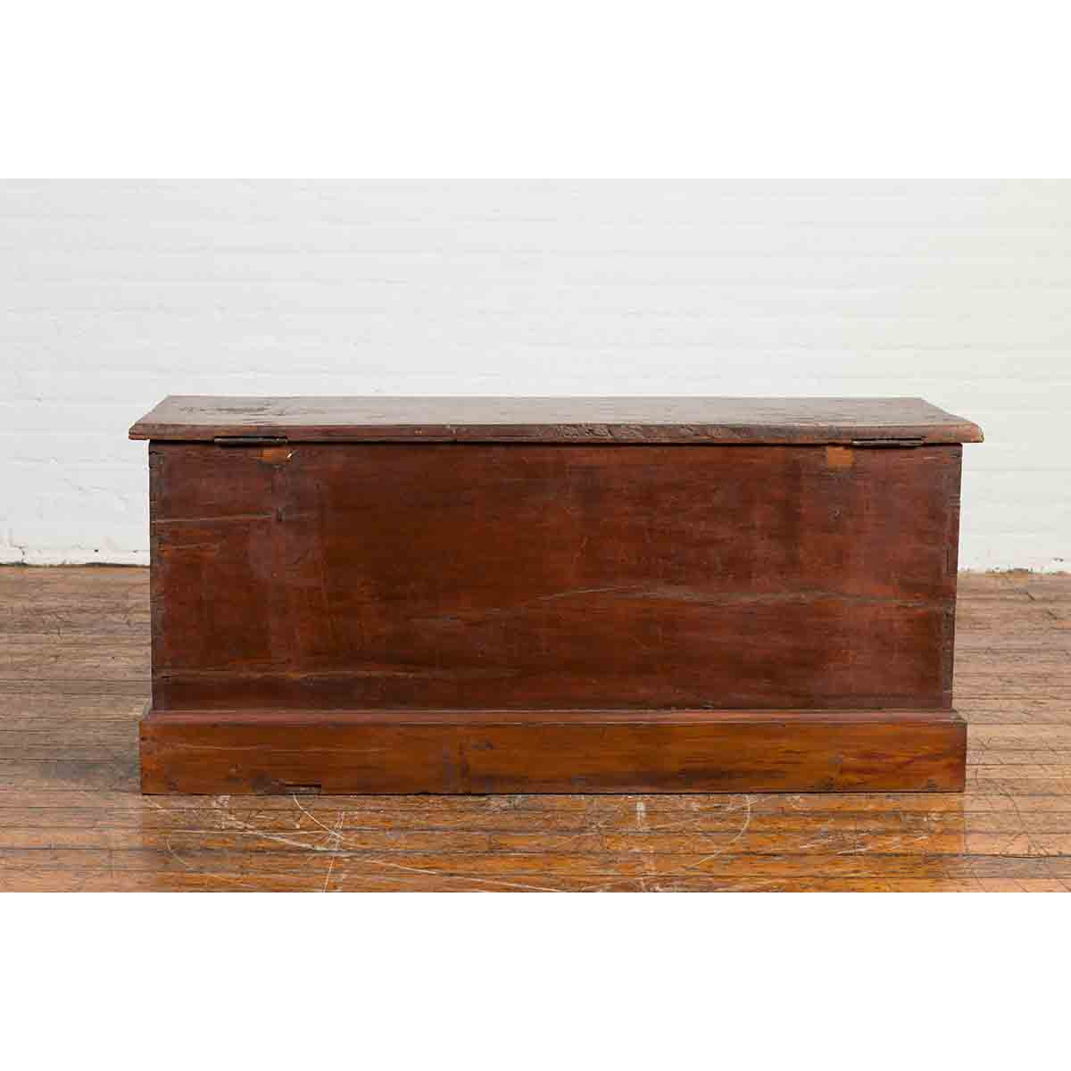 Indonesian 19th Century Carved and Painted Trunk with Architecture and Foliage-11. Asian & Chinese Furniture, Art, Antiques, Vintage Home Décor for sale at FEA Home