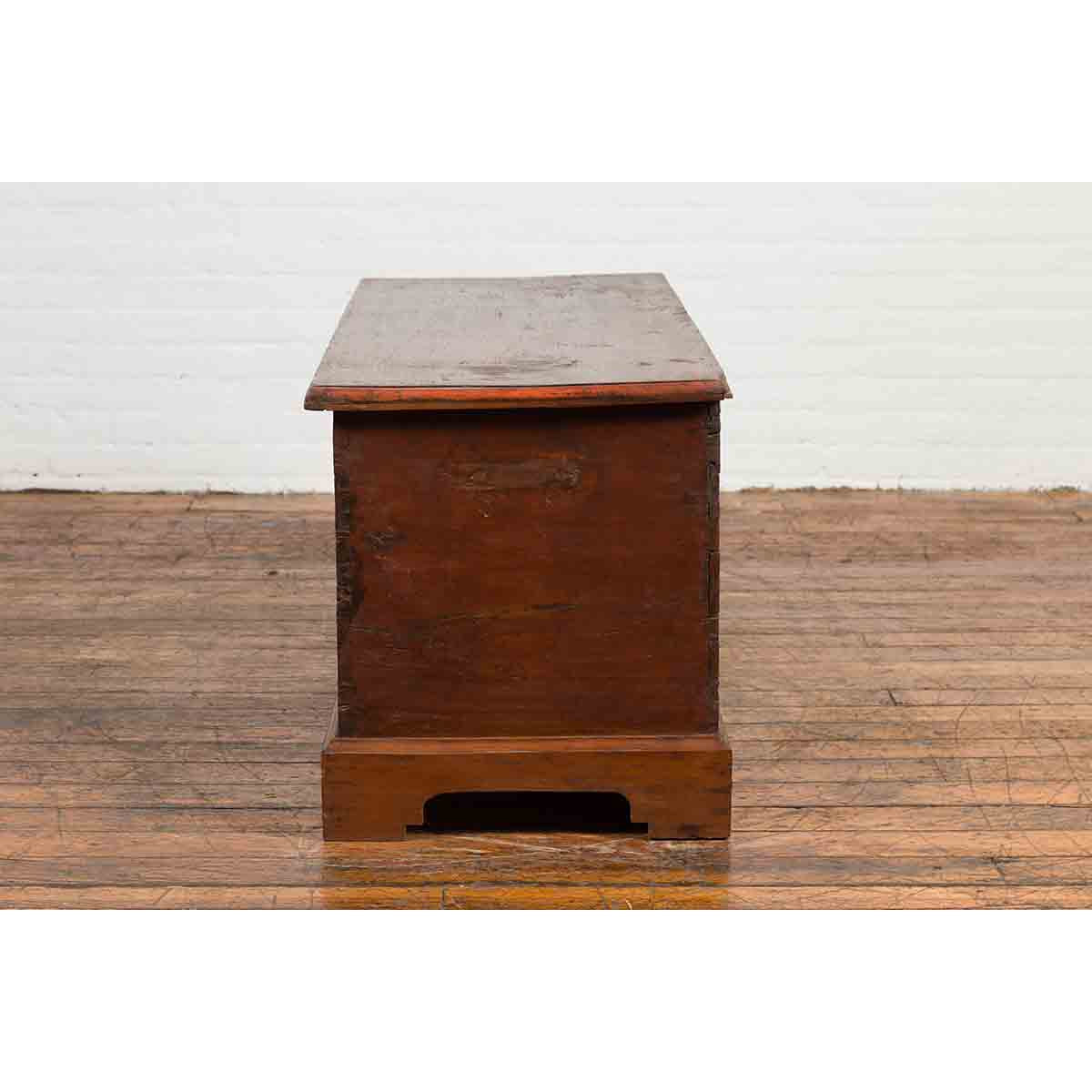 Indonesian 19th Century Carved and Painted Trunk with Architecture and Foliage-12. Asian & Chinese Furniture, Art, Antiques, Vintage Home Décor for sale at FEA Home