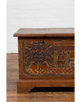 Indonesian 19th Century Carved and Painted Trunk with Architecture and Foliage-3. Asian & Chinese Furniture, Art, Antiques, Vintage Home Décor for sale at FEA Home