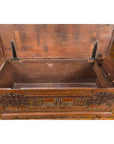 Indonesian 19th Century Carved and Painted Trunk with Architecture and Foliage-8. Asian & Chinese Furniture, Art, Antiques, Vintage Home Décor for sale at FEA Home