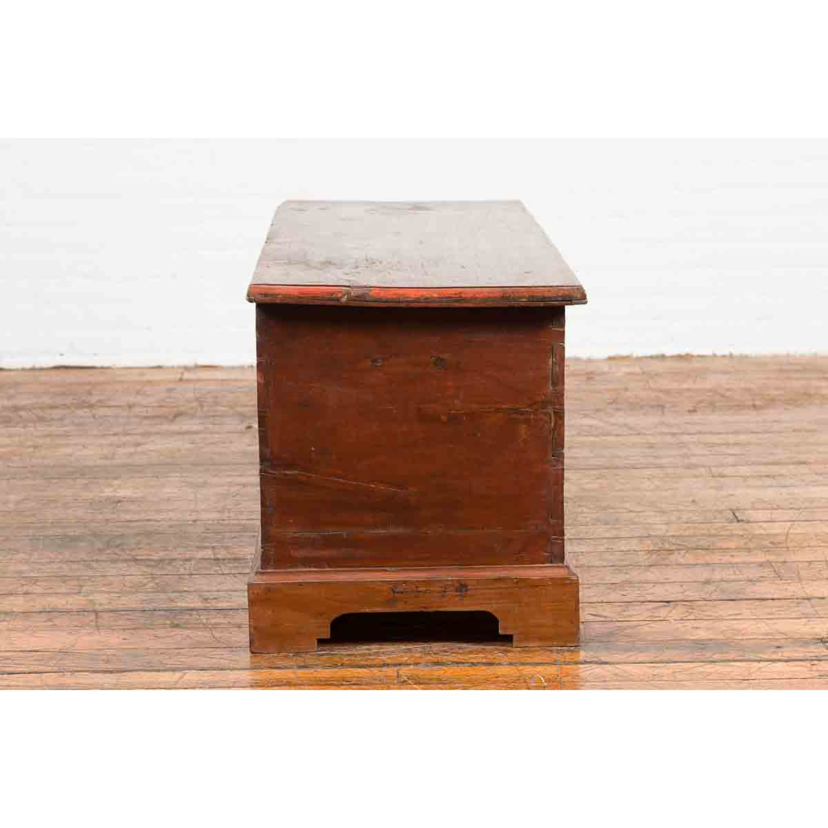 Indonesian 19th Century Carved and Painted Trunk with Architecture and Foliage-10. Asian & Chinese Furniture, Art, Antiques, Vintage Home Décor for sale at FEA Home