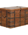 Rustic Indian 19th Century Wooden Trunk with Iron Hardware and Weathered Patina-1. Asian & Chinese Furniture, Art, Antiques, Vintage Home Décor for sale at FEA Home