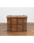 Rustic Indian 19th Century Wooden Trunk with Iron Hardware and Weathered Patina-3. Asian & Chinese Furniture, Art, Antiques, Vintage Home Décor for sale at FEA Home