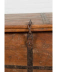 Rustic Indian 19th Century Wooden Trunk with Iron Hardware and Weathered Patina-6. Asian & Chinese Furniture, Art, Antiques, Vintage Home Décor for sale at FEA Home