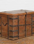 Rustic Indian 19th Century Wooden Trunk with Iron Hardware and Weathered Patina-2. Asian & Chinese Furniture, Art, Antiques, Vintage Home Décor for sale at FEA Home