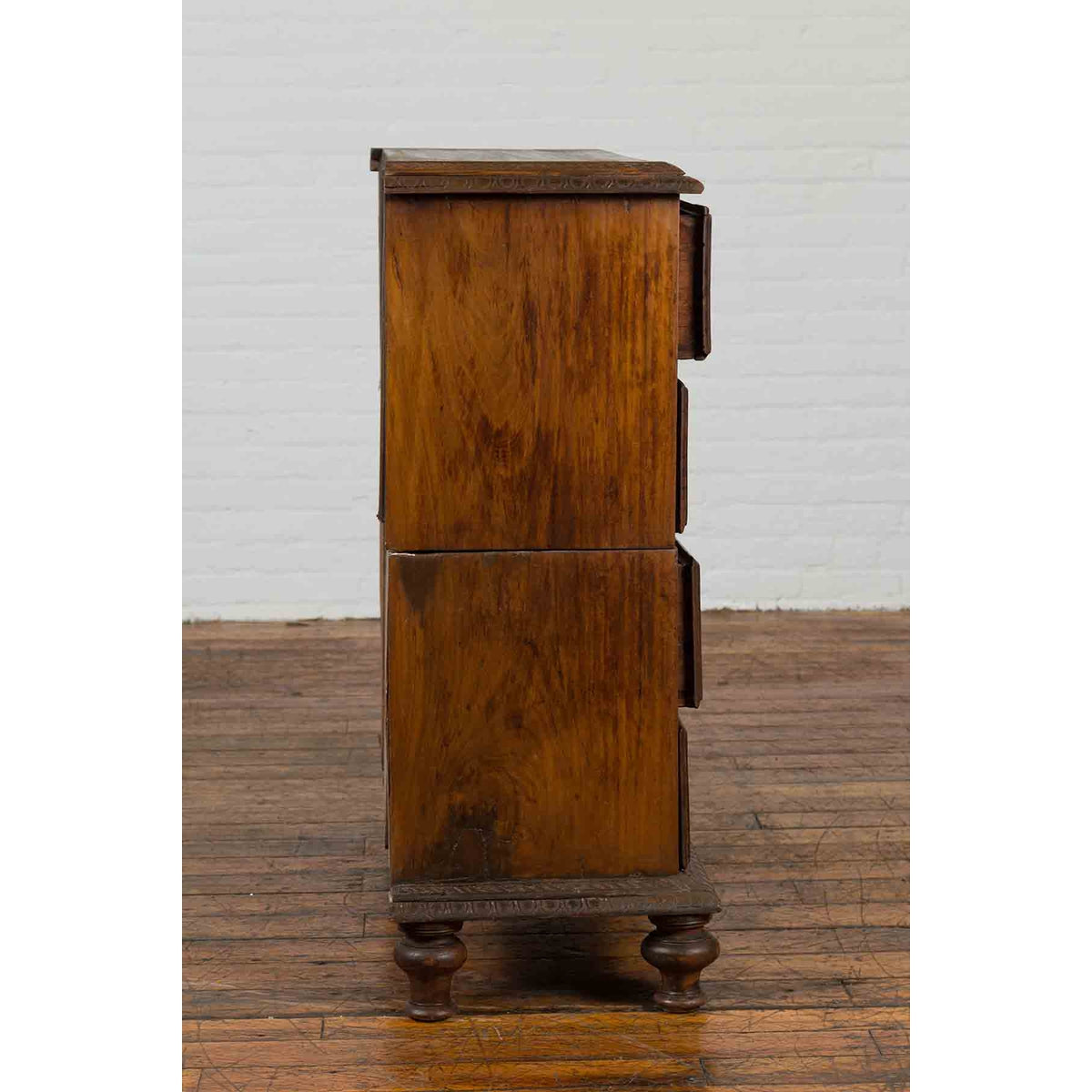 Indonesian 19th Century Five-Drawer Chest with Carved Sunburst and Ovoid Motifs-13. Asian & Chinese Furniture, Art, Antiques, Vintage Home Décor for sale at FEA Home