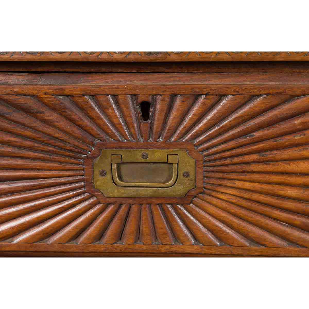 Indonesian 19th Century Five-Drawer Chest with Carved Sunburst and Ovoid Motifs-8. Asian & Chinese Furniture, Art, Antiques, Vintage Home Décor for sale at FEA Home