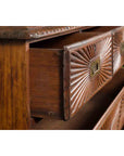 Indonesian 19th Century Five-Drawer Chest with Carved Sunburst and Ovoid Motifs-11. Asian & Chinese Furniture, Art, Antiques, Vintage Home Décor for sale at FEA Home