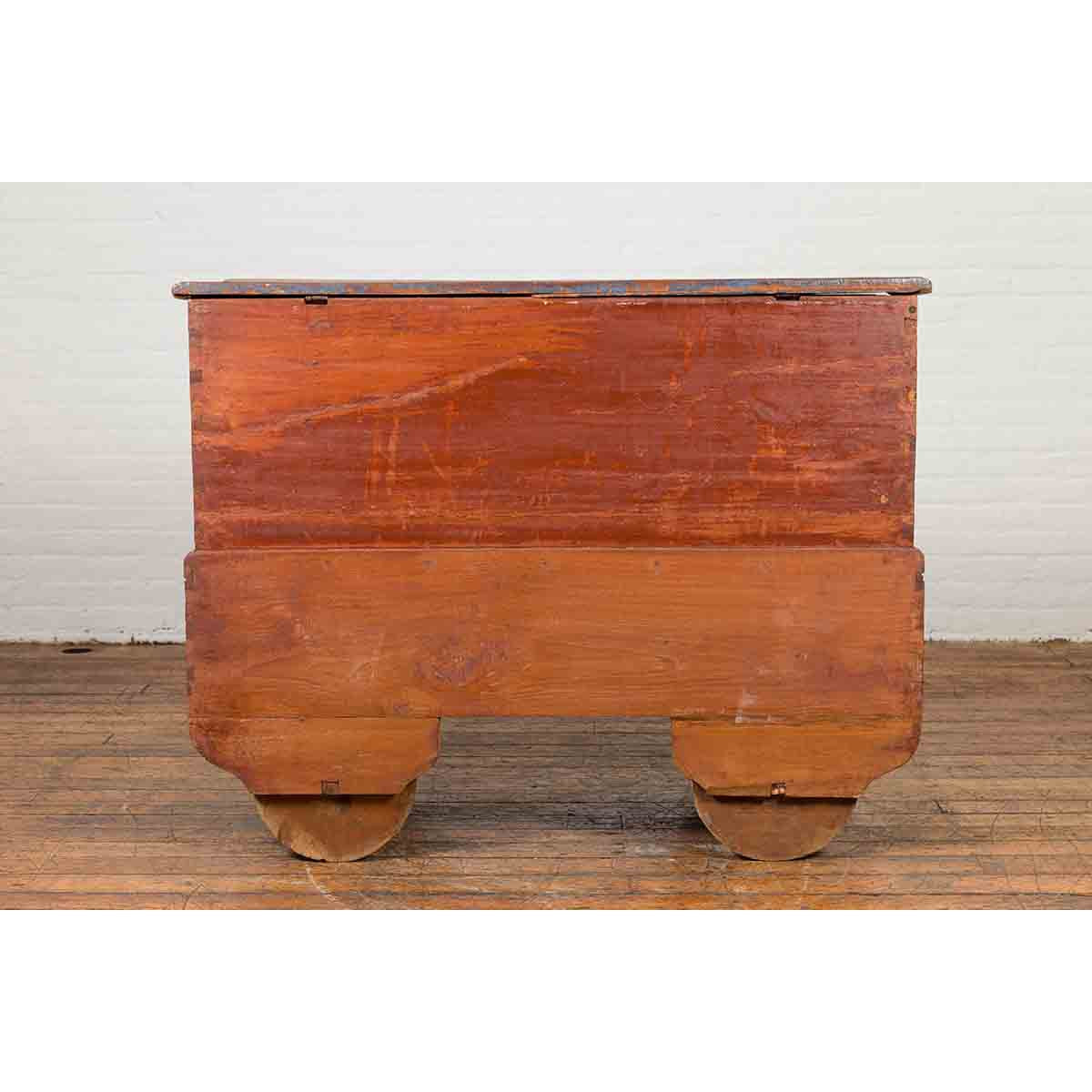 Indonesian Madurese 19th Century Polychrome Merchant's Blanket Chest on Wheels-14. Asian & Chinese Furniture, Art, Antiques, Vintage Home Décor for sale at FEA Home