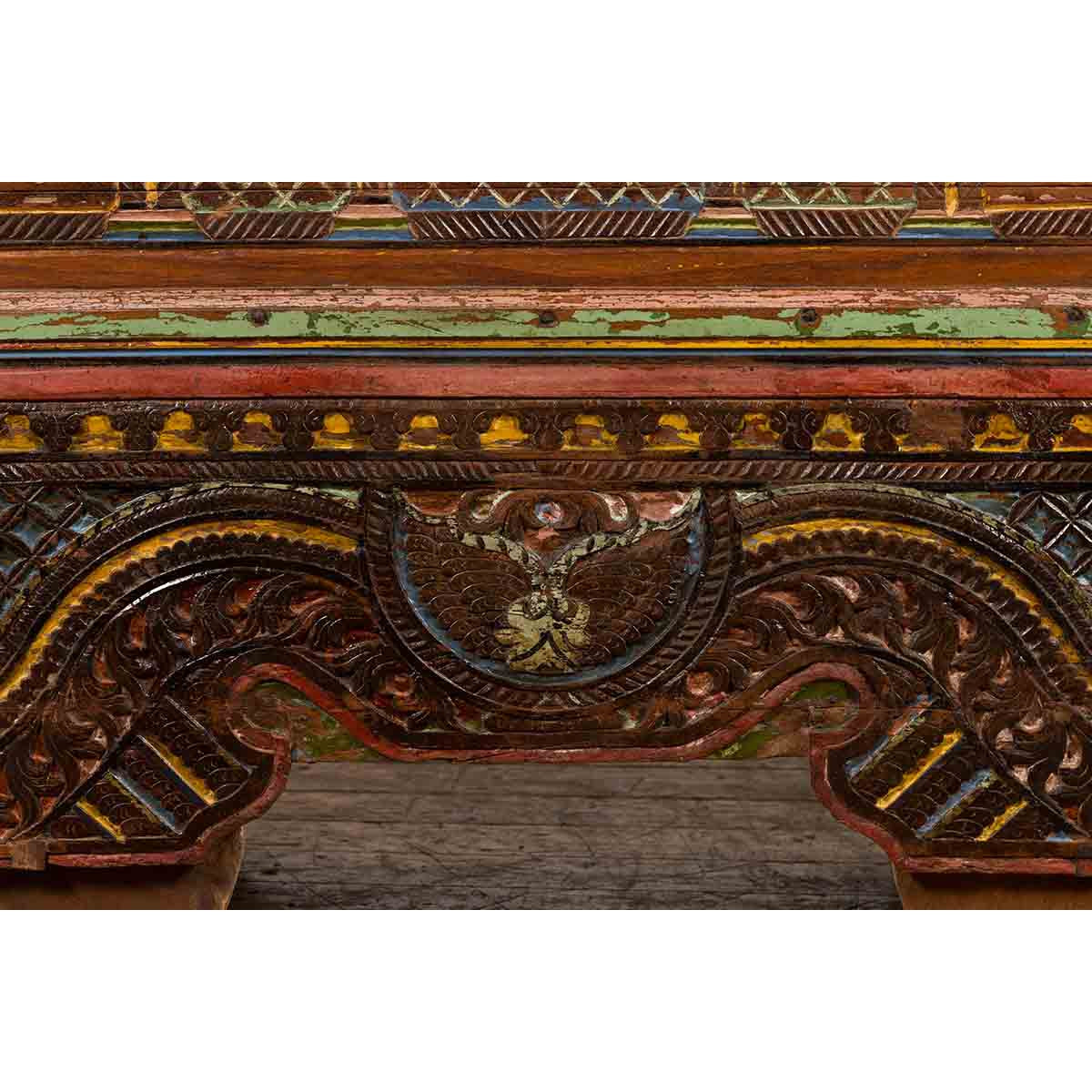 Indonesian Madurese 19th Century Polychrome Merchant's Blanket Chest on Wheels-10. Asian & Chinese Furniture, Art, Antiques, Vintage Home Décor for sale at FEA Home