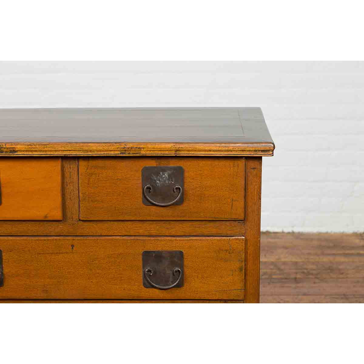 Chinese Vintage Four-Drawer Chest with Caramel Patina and Iron Hardware-7. Asian & Chinese Furniture, Art, Antiques, Vintage Home Décor for sale at FEA Home