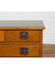 Chinese Vintage Four-Drawer Chest with Caramel Patina and Iron Hardware-7. Asian & Chinese Furniture, Art, Antiques, Vintage Home Décor for sale at FEA Home