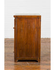 Vintage Brown Elmwood Chinese Side Cabinet with Two Drawers over Double Doors-11. Asian & Chinese Furniture, Art, Antiques, Vintage Home Décor for sale at FEA Home