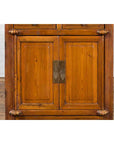 Vintage Brown Elmwood Chinese Side Cabinet with Two Drawers over Double Doors-7. Asian & Chinese Furniture, Art, Antiques, Vintage Home Décor for sale at FEA Home