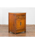 Vintage Brown Elmwood Chinese Side Cabinet with Two Drawers over Double Doors-5. Asian & Chinese Furniture, Art, Antiques, Vintage Home Décor for sale at FEA Home