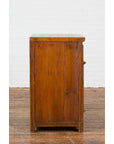 Vintage Brown Elmwood Chinese Side Cabinet with Two Drawers over Double Doors-9. Asian & Chinese Furniture, Art, Antiques, Vintage Home Décor for sale at FEA Home