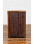 Vintage Brown Elmwood Chinese Side Cabinet with Two Drawers over Double Doors-10. Asian & Chinese Furniture, Art, Antiques, Vintage Home Décor for sale at FEA Home
