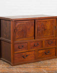 Japanese Taishō Period Keyaki Wood Cabinet with Sliding Doors and Five Drawers-2. Asian & Chinese Furniture, Art, Antiques, Vintage Home Décor for sale at FEA Home