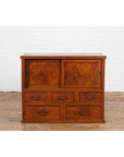 Japanese Taishō Period Keyaki Wood Cabinet with Sliding Doors and Five Drawers-3. Asian & Chinese Furniture, Art, Antiques, Vintage Home Décor for sale at FEA Home