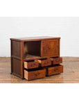 Japanese Taishō Period Keyaki Wood Cabinet with Sliding Doors and Five Drawers-6. Asian & Chinese Furniture, Art, Antiques, Vintage Home Décor for sale at FEA Home