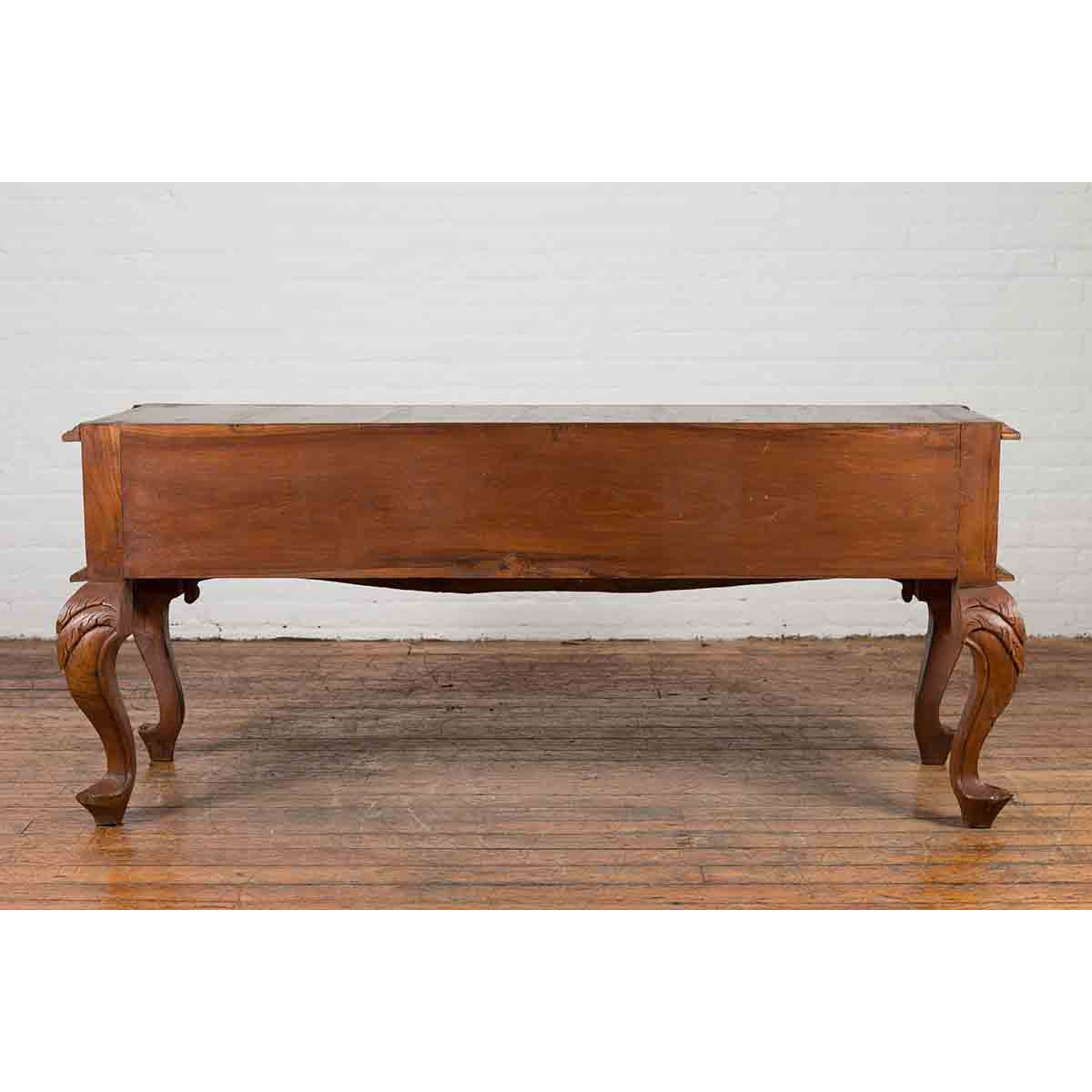 Dutch Colonial Early 20th Century Low Table with Two Drawers and Cabriole Legs-13. Asian & Chinese Furniture, Art, Antiques, Vintage Home Décor for sale at FEA Home