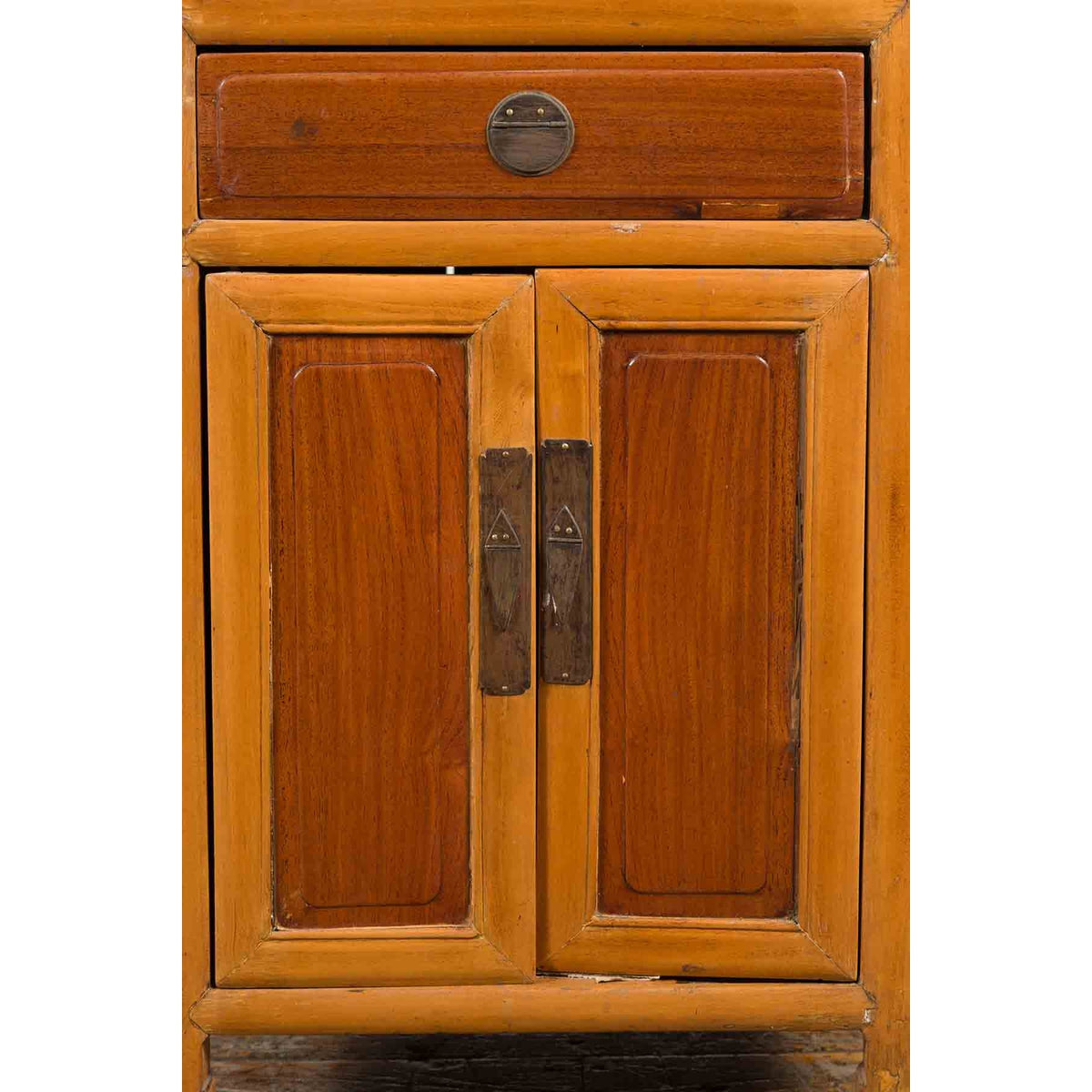 Vintage Two-Toned Side Table Cabinet with Single Drawer and Double Doors-7. Asian & Chinese Furniture, Art, Antiques, Vintage Home Décor for sale at FEA Home