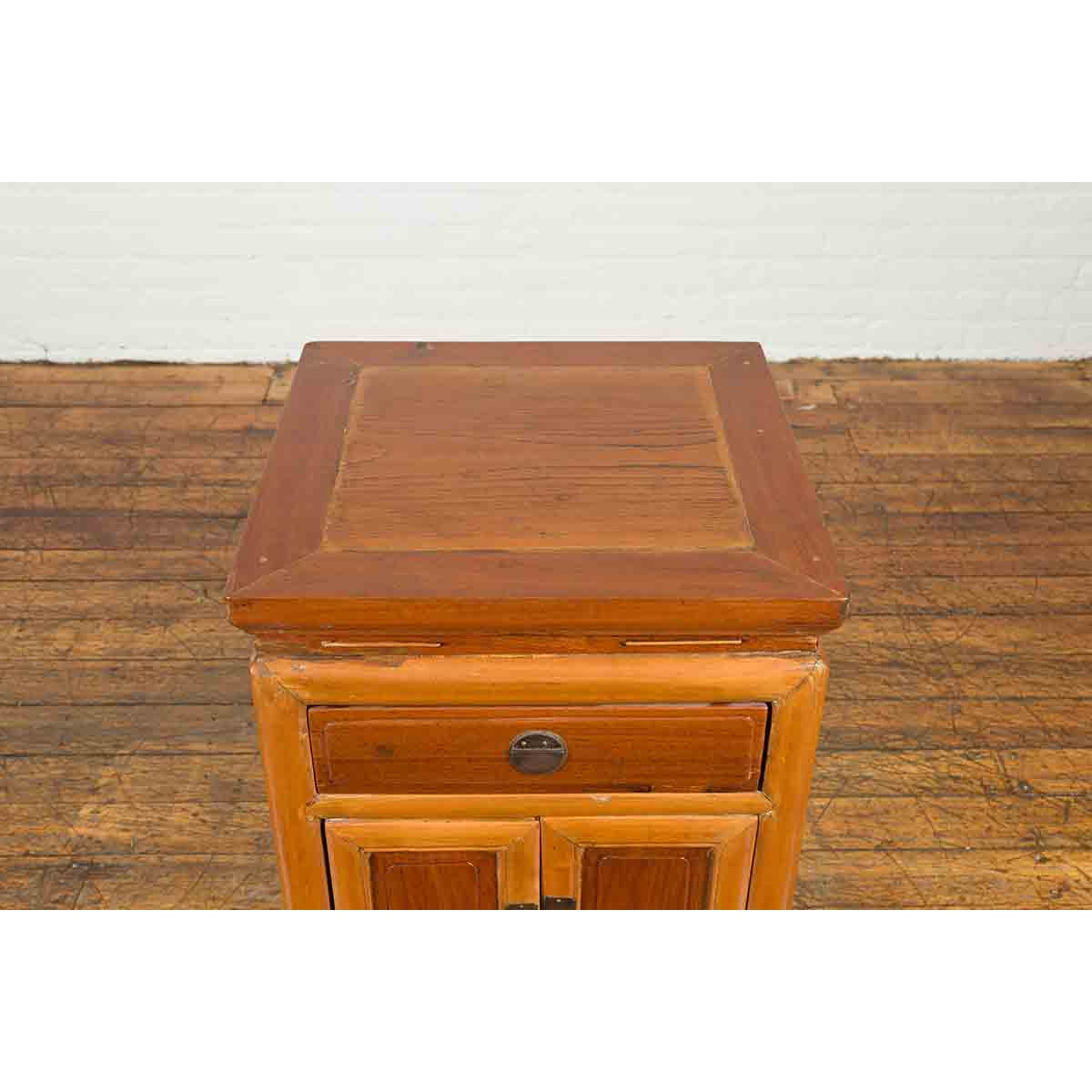 Vintage Two-Toned Side Table Cabinet with Single Drawer and Double Doors-8. Asian & Chinese Furniture, Art, Antiques, Vintage Home Décor for sale at FEA Home