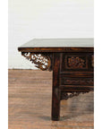 Chinese Qing Dynasty 19th Century Black Lacquer Coffee Table with Two Drawers-6. Asian & Chinese Furniture, Art, Antiques, Vintage Home Décor for sale at FEA Home