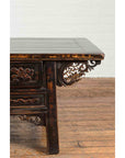 Chinese Qing Dynasty 19th Century Black Lacquer Coffee Table with Two Drawers-9. Asian & Chinese Furniture, Art, Antiques, Vintage Home Décor for sale at FEA Home