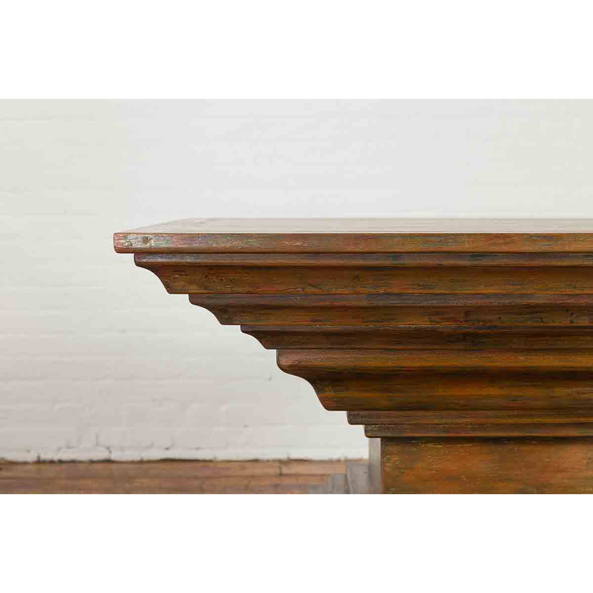 Indonesian Vintage Pagan Dynasty Style Pyramid-Shaped Console Pedestal Table-6. Asian & Chinese Furniture, Art, Antiques, Vintage Home Décor for sale at FEA Home