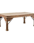 Indian Dining Table with Distressed Patina, Iron Details and Baluster Legs-1. Asian & Chinese Furniture, Art, Antiques, Vintage Home Décor for sale at FEA Home