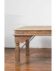 Indian Dining Table with Distressed Patina, Iron Details and Baluster Legs-4. Asian & Chinese Furniture, Art, Antiques, Vintage Home Décor for sale at FEA Home