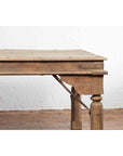 Indian Dining Table with Distressed Patina, Iron Details and Baluster Legs-8. Asian & Chinese Furniture, Art, Antiques, Vintage Home Décor for sale at FEA Home