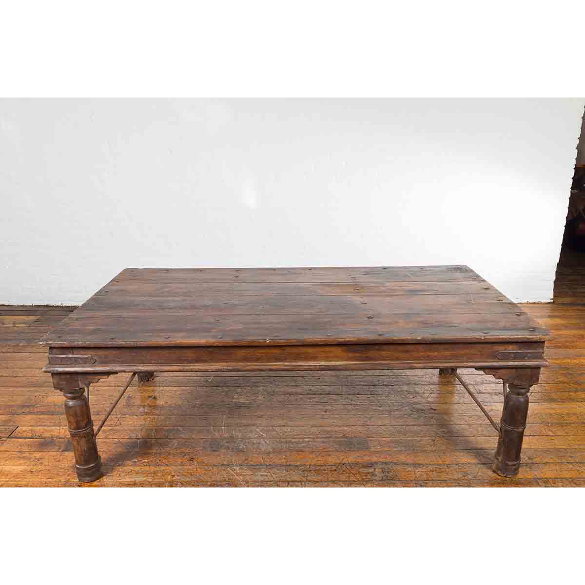 Antique Indian Courtyard Door Panel from Rajasthan Made into a Coffee Table-7. Asian & Chinese Furniture, Art, Antiques, Vintage Home Décor for sale at FEA Home