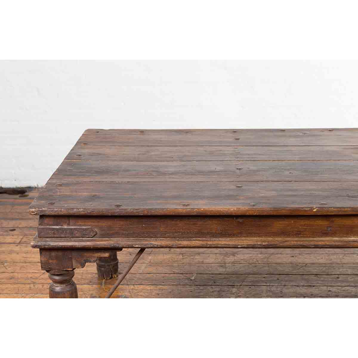 Antique Indian Courtyard Door Panel from Rajasthan Made into a Coffee Table-8. Asian & Chinese Furniture, Art, Antiques, Vintage Home Décor for sale at FEA Home