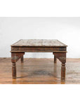 Indian Wood Dining Table with Distressed Patina, Iron Details and Baluster Legs-12. Asian & Chinese Furniture, Art, Antiques, Vintage Home Décor for sale at FEA Home