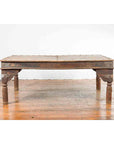 Indian Wood Dining Table with Distressed Patina, Iron Details and Baluster Legs-2. Asian & Chinese Furniture, Art, Antiques, Vintage Home Décor for sale at FEA Home