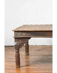 Indian Wood Dining Table with Distressed Patina, Iron Details and Baluster Legs-7. Asian & Chinese Furniture, Art, Antiques, Vintage Home Décor for sale at FEA Home