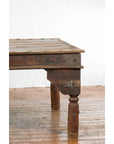 Indian Wood Dining Table with Distressed Patina, Iron Details and Baluster Legs-8. Asian & Chinese Furniture, Art, Antiques, Vintage Home Décor for sale at FEA Home