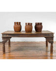 Indian Wood Dining Table with Distressed Patina, Iron Details and Baluster Legs-4. Asian & Chinese Furniture, Art, Antiques, Vintage Home Décor for sale at FEA Home