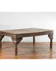 Indian Wood Dining Table with Distressed Patina, Iron Details and Baluster Legs-3. Asian & Chinese Furniture, Art, Antiques, Vintage Home Décor for sale at FEA Home