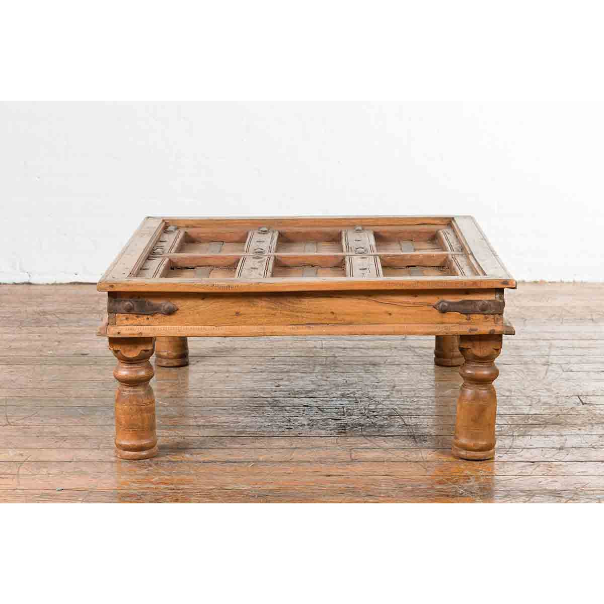 Indian 19th Century Sheesham Wood Courtyard Door Redesigned as a Coffee Table-11. Asian & Chinese Furniture, Art, Antiques, Vintage Home Décor for sale at FEA Home