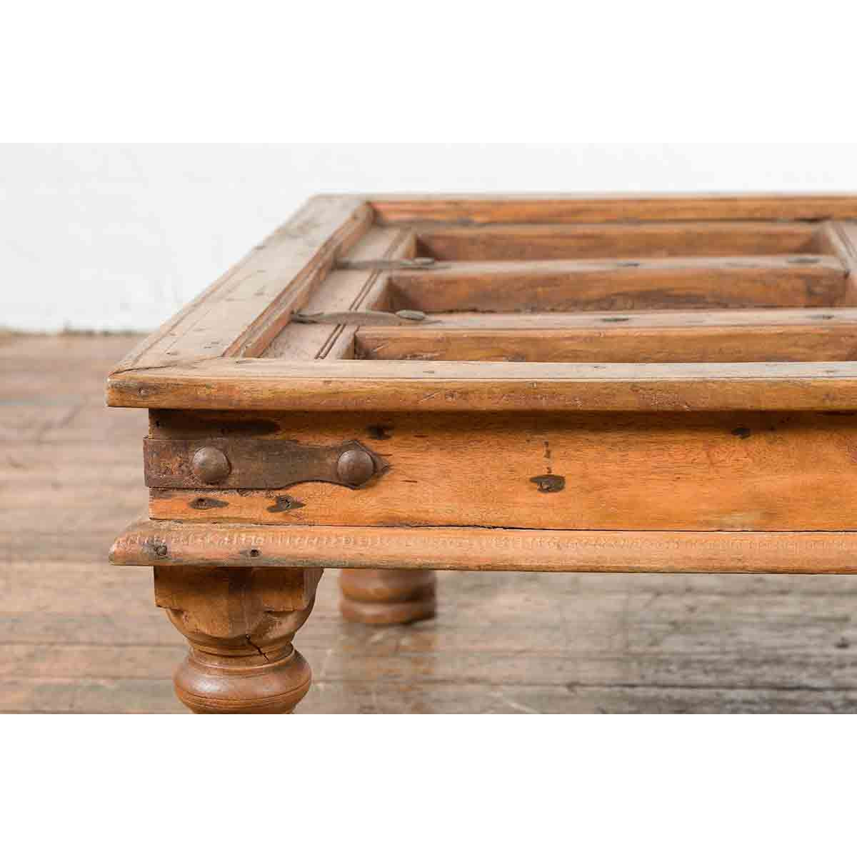 Indian 19th Century Sheesham Wood Courtyard Door Redesigned as a Coffee Table-7. Asian & Chinese Furniture, Art, Antiques, Vintage Home Décor for sale at FEA Home