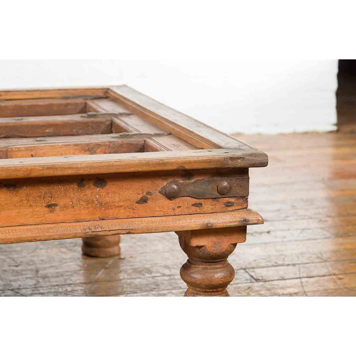 Indian 19th Century Sheesham Wood Courtyard Door Redesigned as a Coffee Table-8. Asian & Chinese Furniture, Art, Antiques, Vintage Home Décor for sale at FEA Home