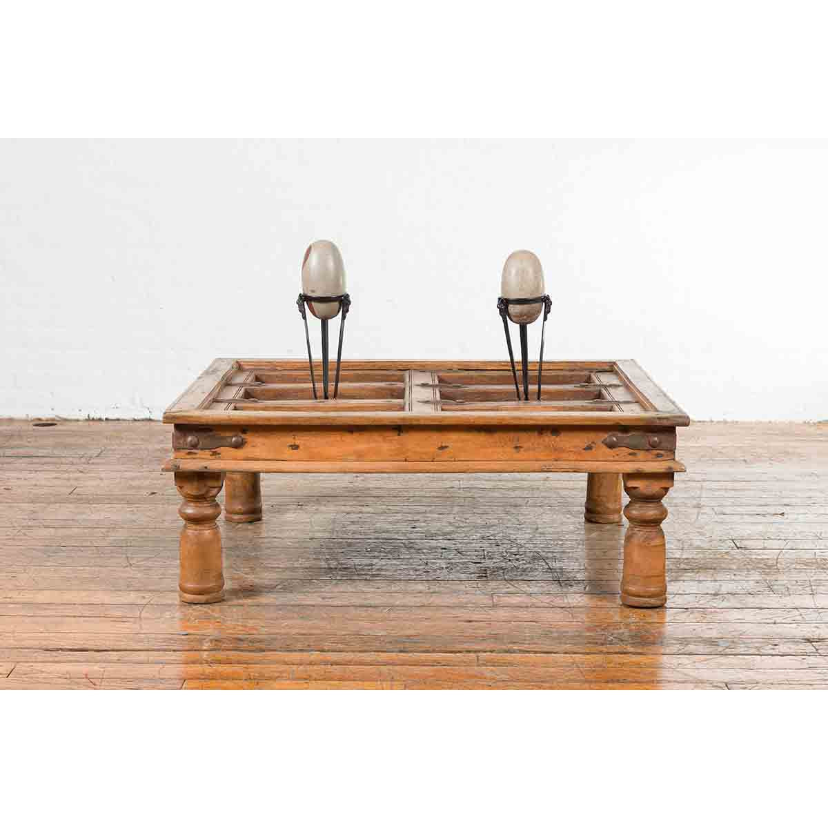 Indian 19th Century Sheesham Wood Courtyard Door Redesigned as a Coffee Table-3. Asian & Chinese Furniture, Art, Antiques, Vintage Home Décor for sale at FEA Home
