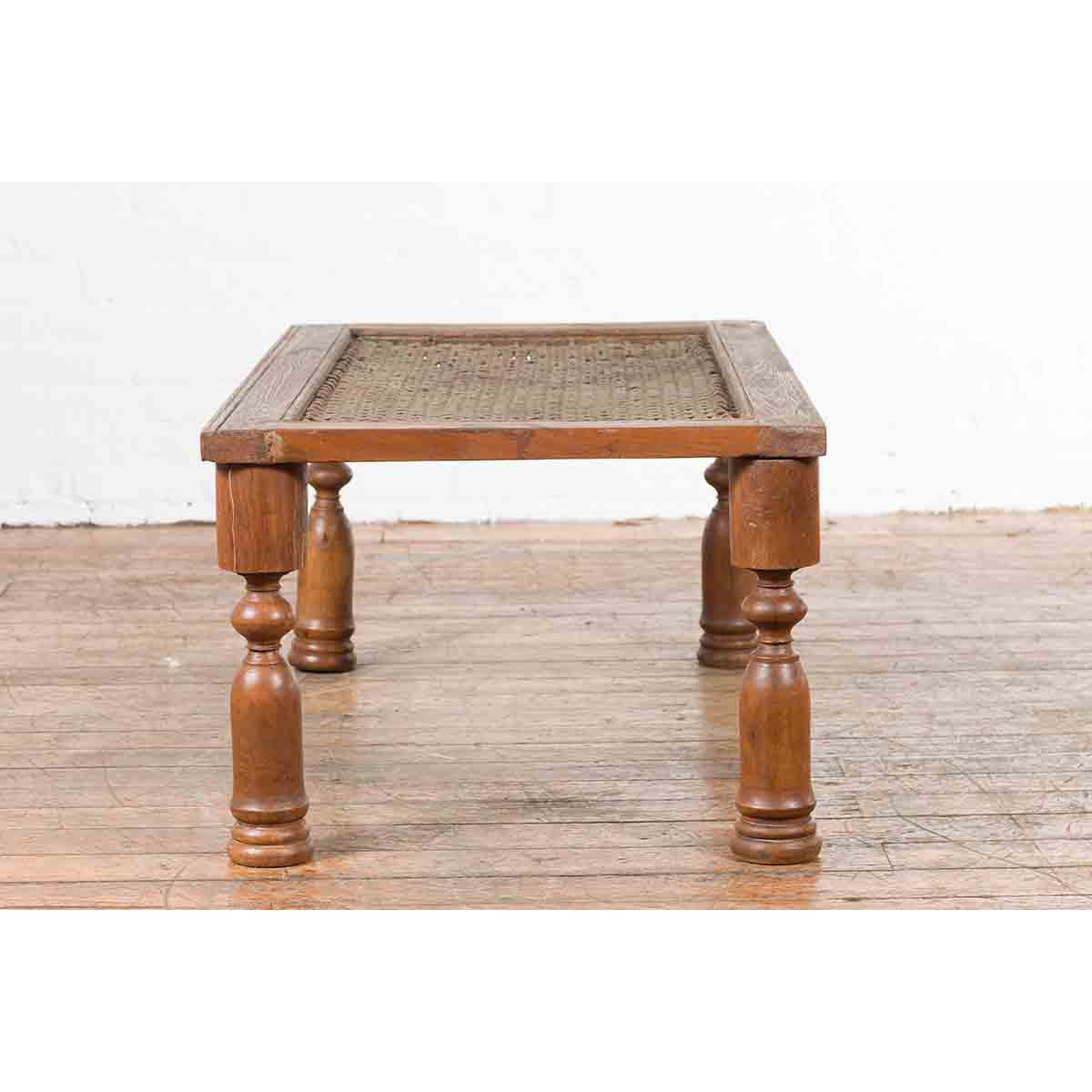 Indian Antique Window Grate Made into a Coffee Table with Turned Baluster Legs-14. Asian & Chinese Furniture, Art, Antiques, Vintage Home Décor for sale at FEA Home