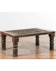 Indian 19th Century Small Wooden Coffee Table with Carved Floral Motifs-2. Asian & Chinese Furniture, Art, Antiques, Vintage Home Décor for sale at FEA Home