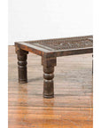 Indian 19th Century Small Wooden Coffee Table with Carved Floral Motifs-12. Asian & Chinese Furniture, Art, Antiques, Vintage Home Décor for sale at FEA Home